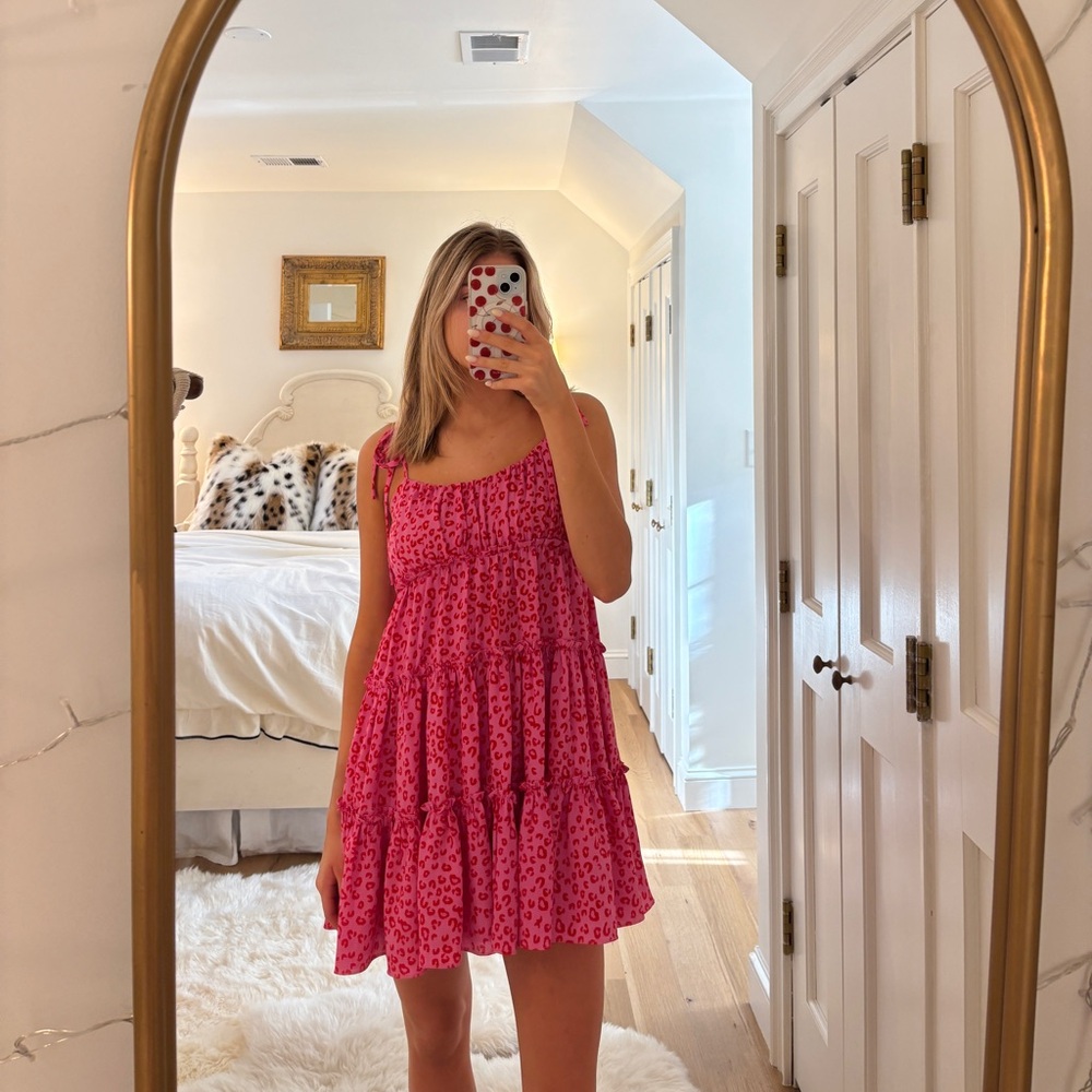 Pink Buddy Love cheetah print mini dress